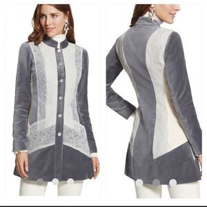 Chico’s Silver Treasure Artisan Velvet Lace Jacket Size 8-10 Chicos size 1